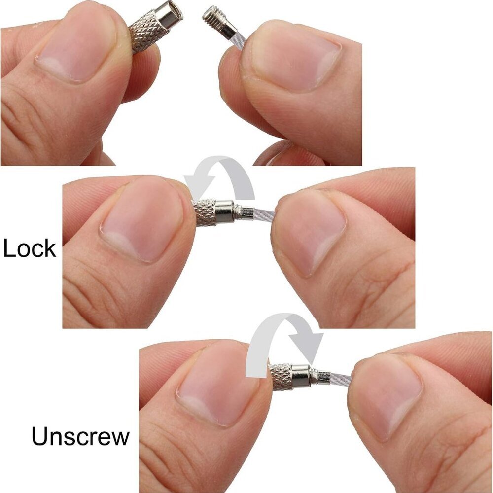 Keychain, 4.3 Inch/6.3 Inch Stainless Steel Wire Rings Cable Keyring Loop for Lu - Picture 5 of 7
